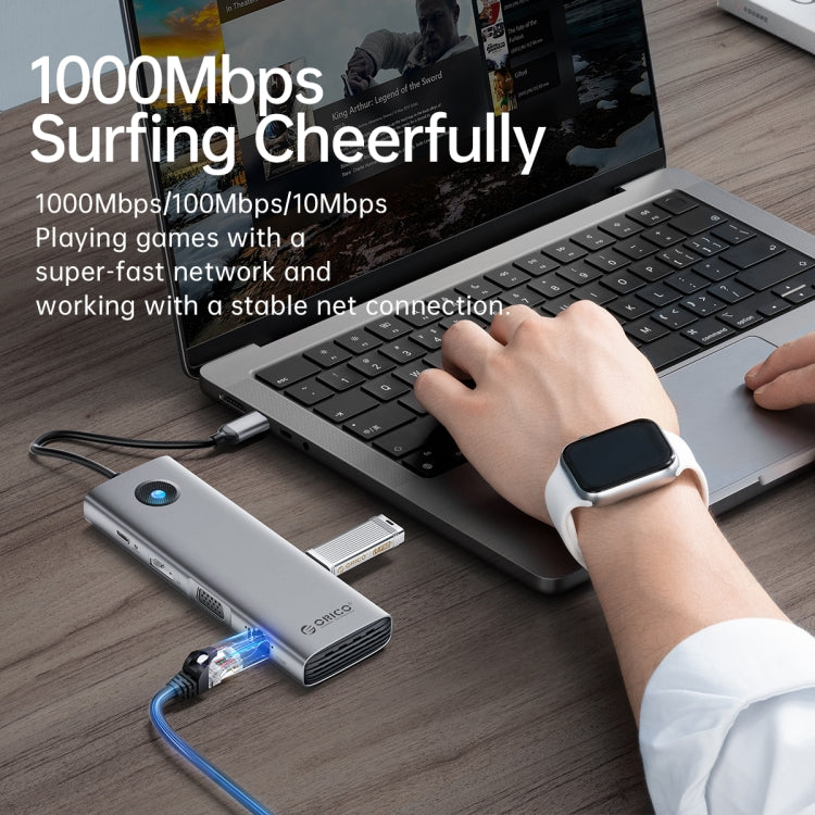 ORICO PW11-8PC Estación de acoplamiento multifunción tipo C / USB-C 8 en 1 de 5 Gbps, PW11-8PC