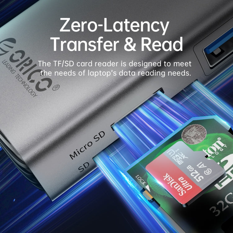 ORICO PW11-8PC Estación de acoplamiento multifunción tipo C / USB-C 8 en 1 de 5 Gbps, PW11-8PC