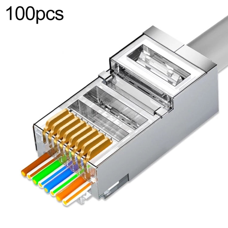 Conector Modular de paso blindado Cat6e, 100 Uds., RJ45, Cat6e Shielded Pass Through