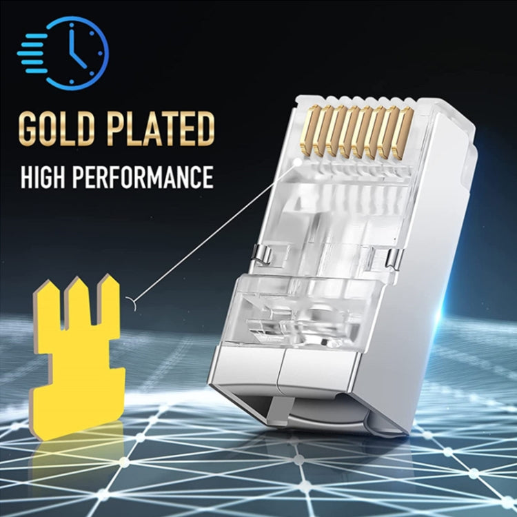 Conector Modular de paso blindado Cat6e, 100 Uds., RJ45, Cat6e Shielded Pass Through