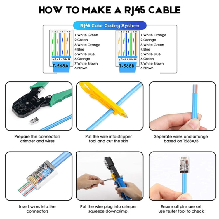 Conector Modular de paso blindado Cat6e, 100 Uds., RJ45, Cat6e Shielded Pass Through
