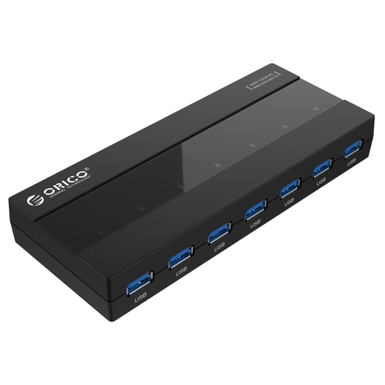 ORICO H727RK-U3 HUB USB 3.0 de 7 puertos ABS de alta velocidad con adaptador de corriente de 12 V para computadoras portátiles / teléfonos inteligentes, H727RK-U3