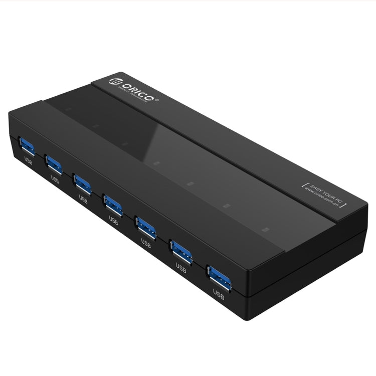 ORICO H727RK-U3 HUB USB 3.0 de 7 puertos ABS de alta velocidad con adaptador de corriente de 12 V para computadoras portátiles / teléfonos inteligentes, H727RK-U3