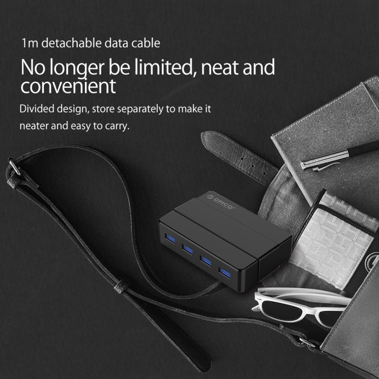 ORICO H4928-U3 HUB USB 3.0 de 4 puertos ABS de alta velocidad con adaptador de corriente de 12 V para teléfonos inteligentes / tabletas