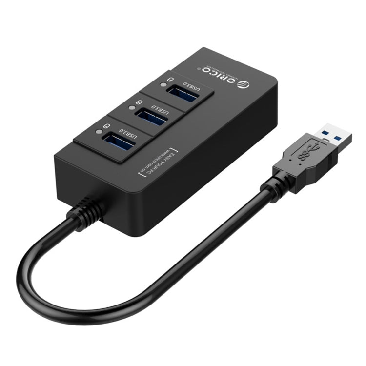 ORICO HR01-U3 ABS 3 puertos USB3.0 HUB Splitter con tarjeta de red externa RJ45 Gigabit Ethernet 5 Gbps para portátiles/escritorio/Ultrabook, etc.
