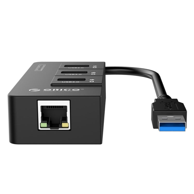 ORICO HR01-U3 ABS 3 puertos USB3.0 HUB Splitter con tarjeta de red externa RJ45 Gigabit Ethernet 5 Gbps para portátiles/escritorio/Ultrabook, etc.