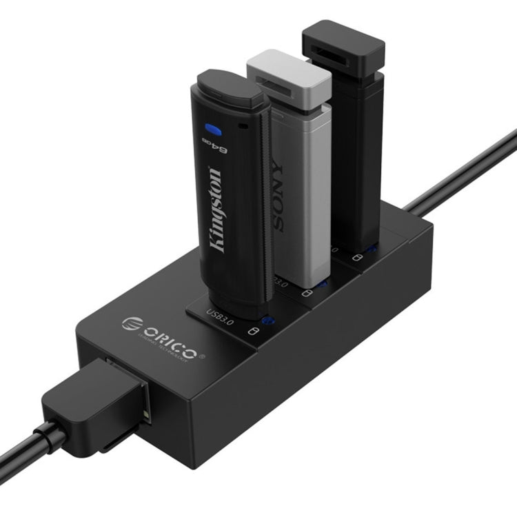 ORICO HR01-U3 ABS 3 puertos USB3.0 HUB Splitter con tarjeta de red externa RJ45 Gigabit Ethernet 5 Gbps para portátiles/escritorio/Ultrabook, etc.