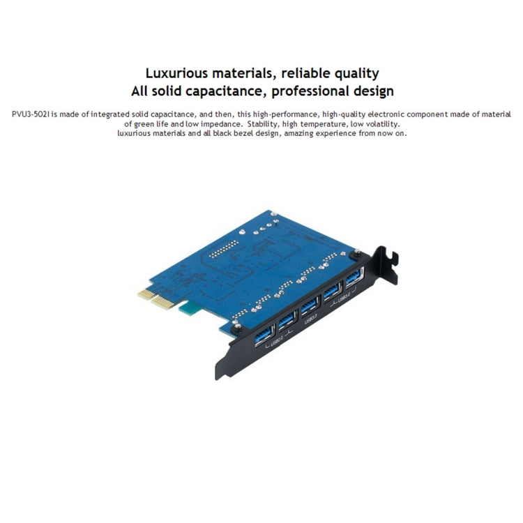 ORICO PVU3-5O2I USB3.0 * 5 + ranura de 20 pines * 1 tarjeta PCI Express para escritorio, transmisión de datos supervelocidad de 5 Gbps, 5 Ports USB3.0