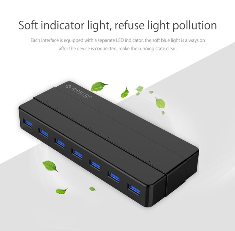 ORICO H7928-U3 HUB USB 3.0 de escritorio de material ABS de 7 puertos con cable de 1 m, USB 3.0