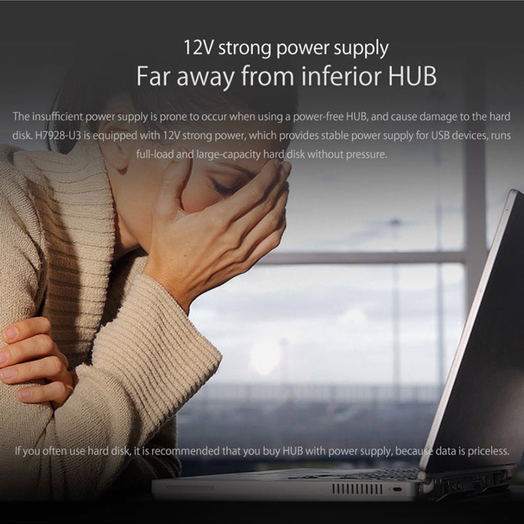 ORICO H7928-U3 HUB USB 3.0 de escritorio de material ABS de 7 puertos con cable de 1 m, USB 3.0