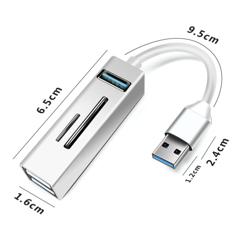 15101 5 en 1 USB3.0 a 3 x USB + Adaptador HUB de lector de tarjetas SD / TF, USB3.0