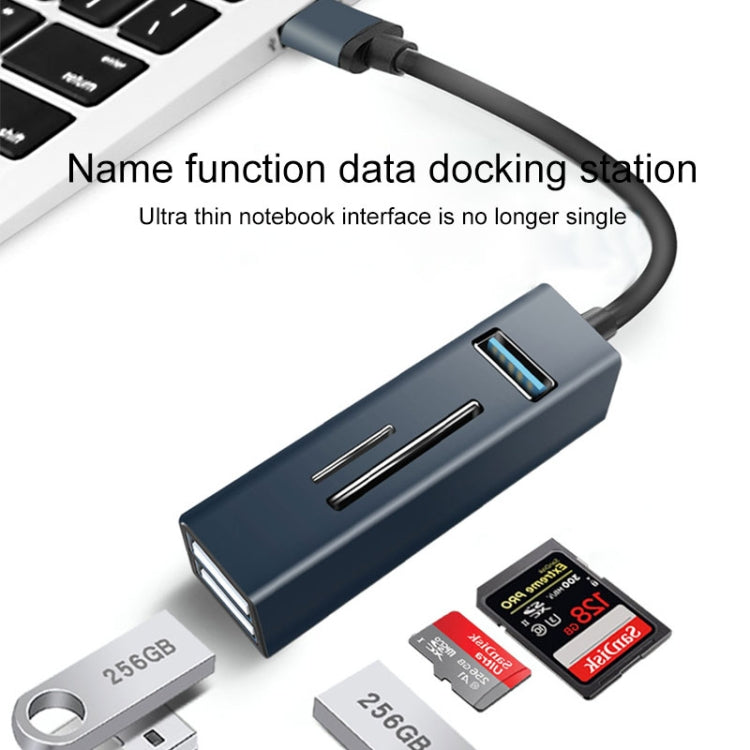 15101 5 en 1 USB3.0 a 3 x USB + Adaptador HUB de lector de tarjetas SD / TF, USB3.0