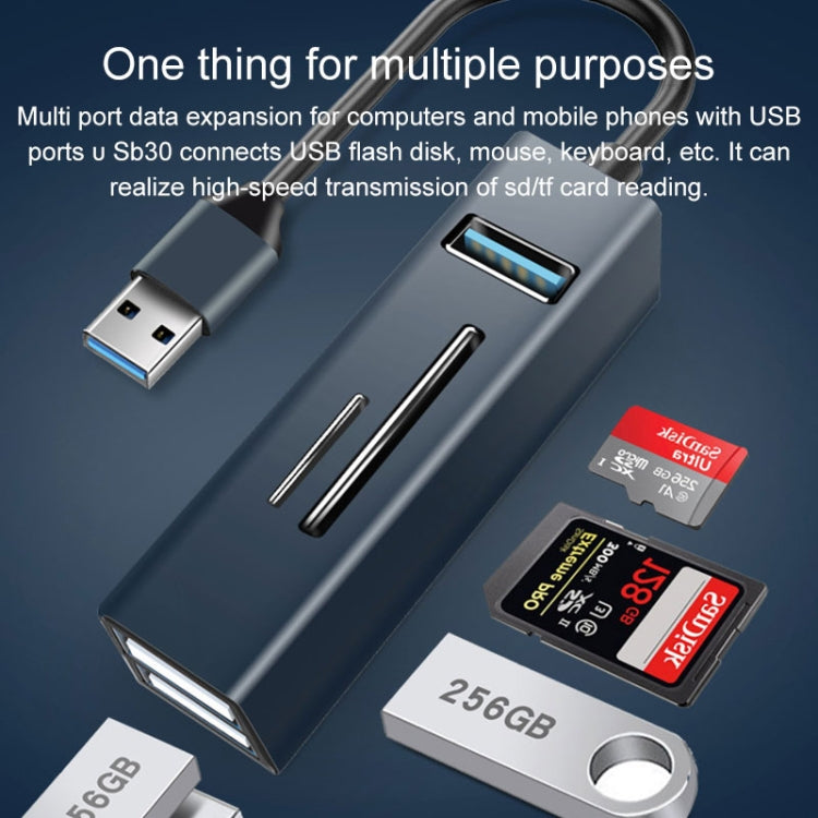 15101 5 en 1 USB3.0 a 3 x USB + Adaptador HUB de lector de tarjetas SD / TF, USB3.0