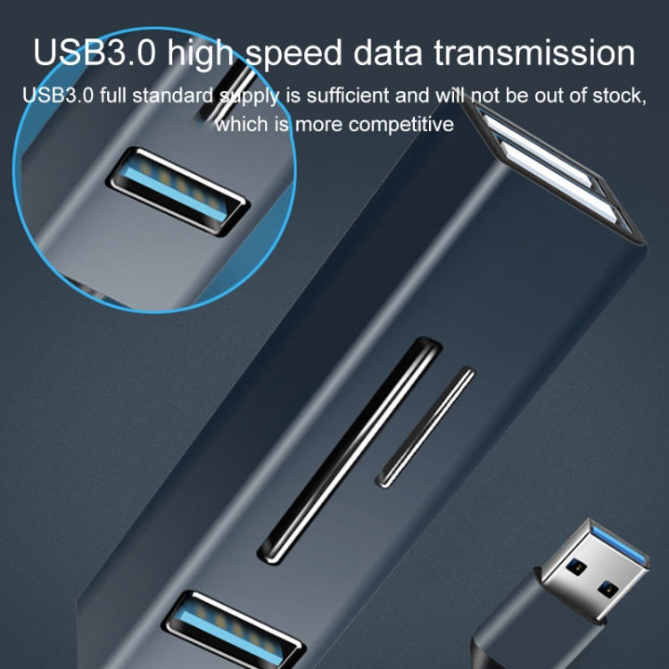 15101 5 en 1 USB3.0 a 3 x USB + Adaptador HUB de lector de tarjetas SD / TF, USB3.0