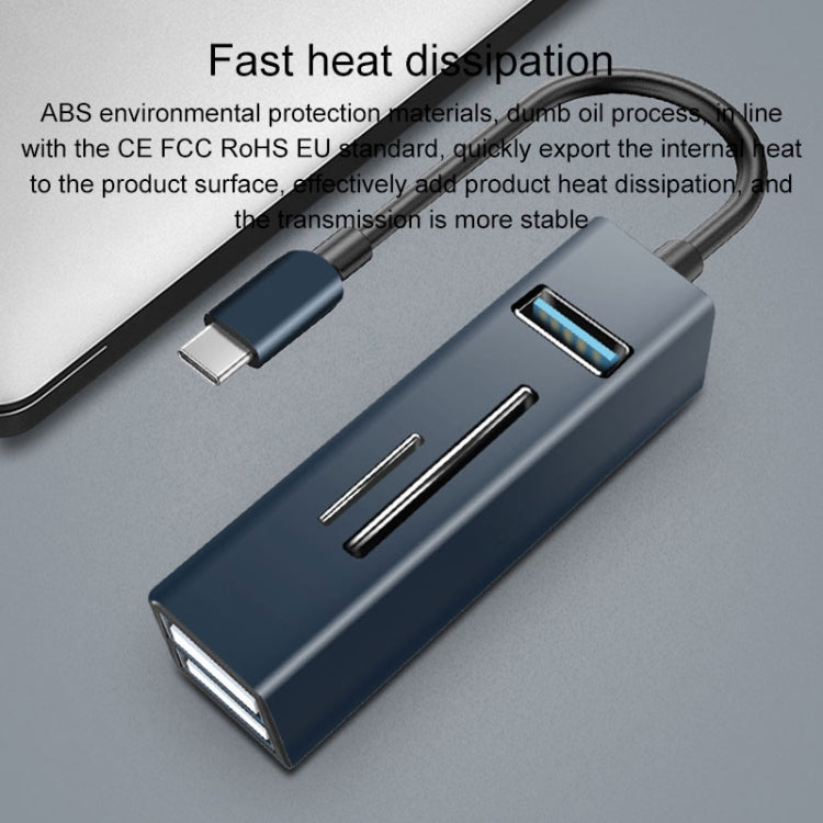 15101 5 en 1 USB3.0 a 3 x USB + Adaptador HUB de lector de tarjetas SD / TF, USB3.0
