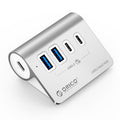 ORICO M3CU2 HUB de aleación de aluminio de 4 puertos tipo C y USB 3.2 Gen2 de 10 Gbps, M3CU2