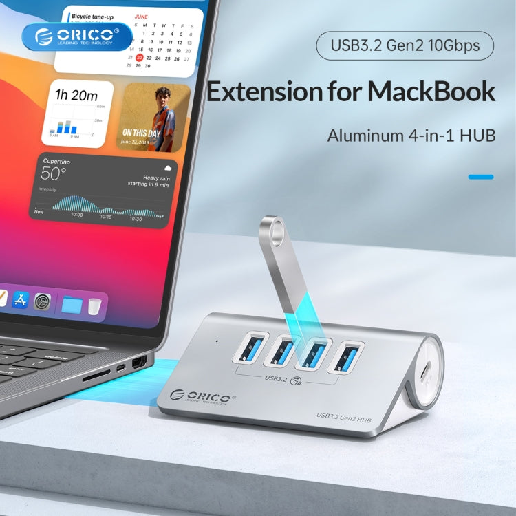 ORICO M3CU2 HUB de aleación de aluminio de 4 puertos tipo C y USB 3.2 Gen2 de 10 Gbps, M3CU2