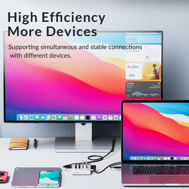 ORICO M3CU2 HUB de aleación de aluminio de 4 puertos tipo C y USB 3.2 Gen2 de 10 Gbps, M3CU2