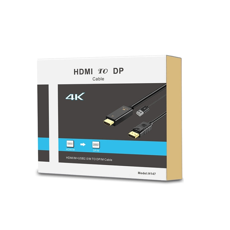 Cable adaptador H147 HDMI macho + USB 2.0 macho a DisplayPort macho, longitud: 1,8 m, H147