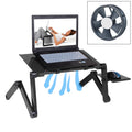 Soporte de escritorio portátil de aleación de aluminio plegable ajustable de 360 grados con ventiladores geniales y alfombrilla de ratón para ordenador portátil/portátil, with Mouse Pad & Cooling Fan, with Mouse Pad & Cooling Fan (M)