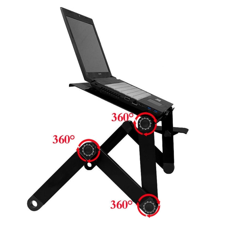 Soporte de escritorio portátil de aleación de aluminio plegable ajustable de 360 grados con ventiladores geniales y alfombrilla de ratón para ordenador portátil/portátil, with Mouse Pad & Cooling Fan, with Mouse Pad & Cooling Fan (M)