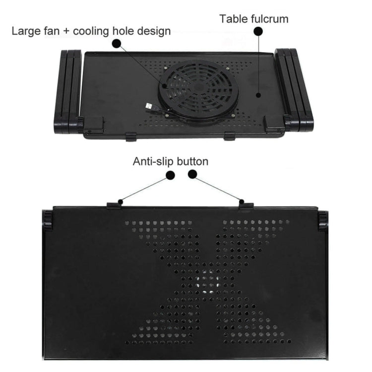 Soporte de escritorio portátil de aleación de aluminio plegable ajustable de 360 grados con ventiladores geniales y alfombrilla de ratón para ordenador portátil/portátil, with Mouse Pad & Cooling Fan, with Mouse Pad & Cooling Fan (M)