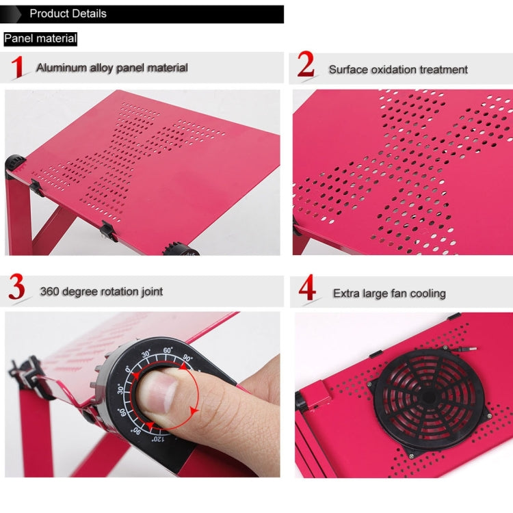 Soporte de escritorio portátil de aleación de aluminio plegable ajustable de 360 grados con ventiladores geniales y alfombrilla de ratón para ordenador portátil/portátil, with Mouse Pad & Cooling Fan, with Mouse Pad & Cooling Fan (M)