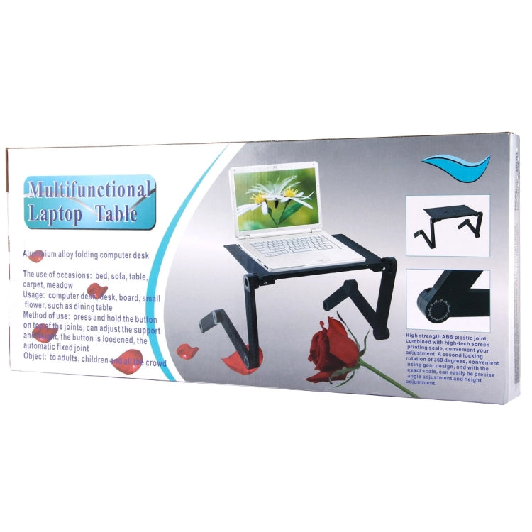Soporte de escritorio portátil de aleación de aluminio plegable ajustable de 360 grados con ventiladores geniales y alfombrilla de ratón para ordenador portátil/portátil, with Mouse Pad & Cooling Fan, with Mouse Pad & Cooling Fan (M)