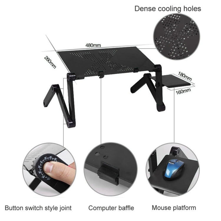 Soporte de escritorio portátil de aleación de aluminio plegable ajustable de 360 grados con alfombrilla de ratón para ordenador portátil/portátil, sin ventiladores de CPU, with Mouse Pad, with Mouse Pad (M)