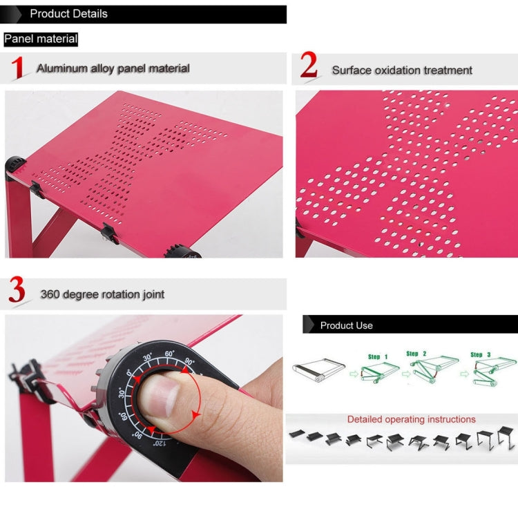 Soporte de escritorio portátil de aleación de aluminio plegable ajustable de 360 grados con alfombrilla de ratón para ordenador portátil/portátil, sin ventiladores de CPU, with Mouse Pad, with Mouse Pad (M)