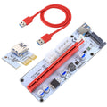 PCE164P-N06 VER008S USB 3.0 PCI-E Express 1x a 16x PCI-E Extender Adaptador de tarjeta elevadora Alimentación SATA de 15 pines Puerto de fuente de alimentación de 6 pines + 4 pines con cable USB de 60 cm, VER008S Red