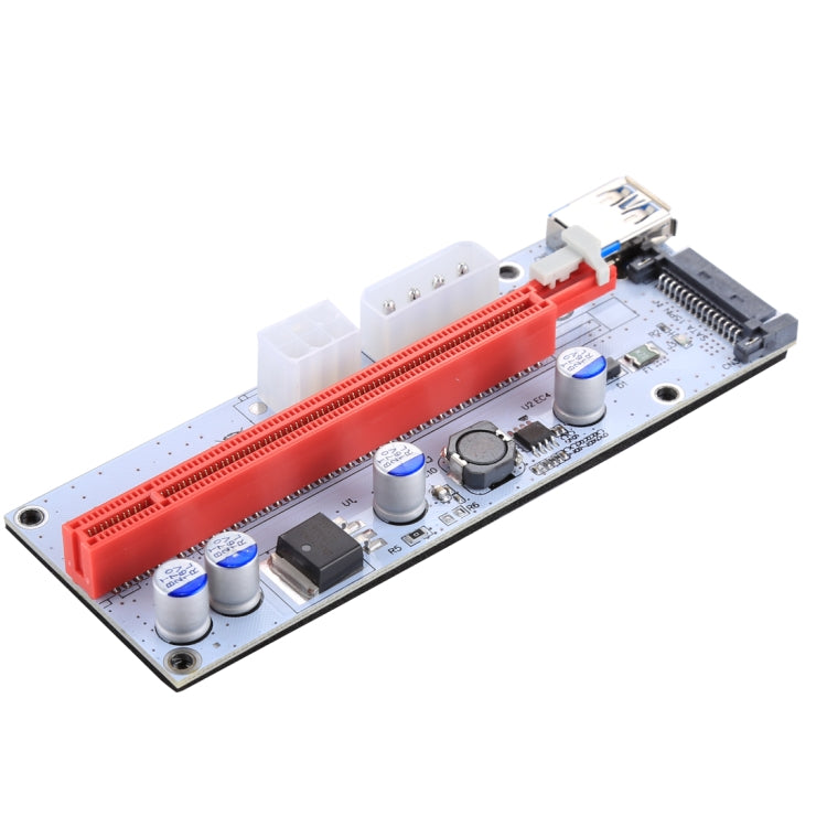 PCE164P-N06 VER008S USB 3.0 PCI-E Express 1x a 16x PCI-E Extender Adaptador de tarjeta elevadora Alimentación SATA de 15 pines Puerto de fuente de alimentación de 6 pines + 4 pines con cable USB de 60 cm, VER008S Red