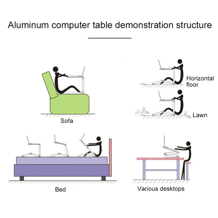 Soporte de escritorio portátil de aleación de aluminio plegable, ajustable, 360 grados, para ordenador portátil/portátil, sin ventiladores de CPU ni alfombrilla para ratón, Desk