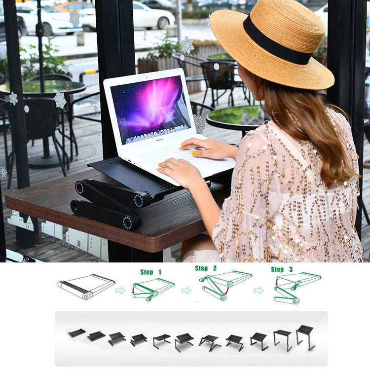 Soporte de escritorio portátil de aleación de aluminio plegable, ajustable, 360 grados, para ordenador portátil/portátil, sin ventiladores de CPU ni alfombrilla para ratón, Desk