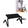 Soporte de escritorio portátil de aleación de aluminio plegable ajustable de 360 grados con ventiladores de CPU dobles y alfombrilla para mouse para computadora portátil / portátil, tamaño de escritorio: 420 mm x 260 mm, 420 x 260mm
