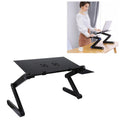 Soporte de escritorio portátil de aleación de aluminio plegable ajustable de 360 grados con ventiladores de CPU dobles y alfombrilla para mouse para computadora portátil / portátil, tamaño de escritorio: 480 mm x 260 mm, 480 x 260mm