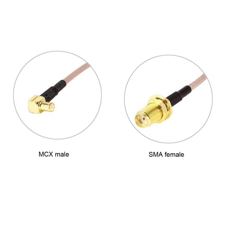 Adaptador de ángulo recto SMA hembra a MCX macho, 15cm, Cable Coaxial RF RG316, SMA Female to MCX Male