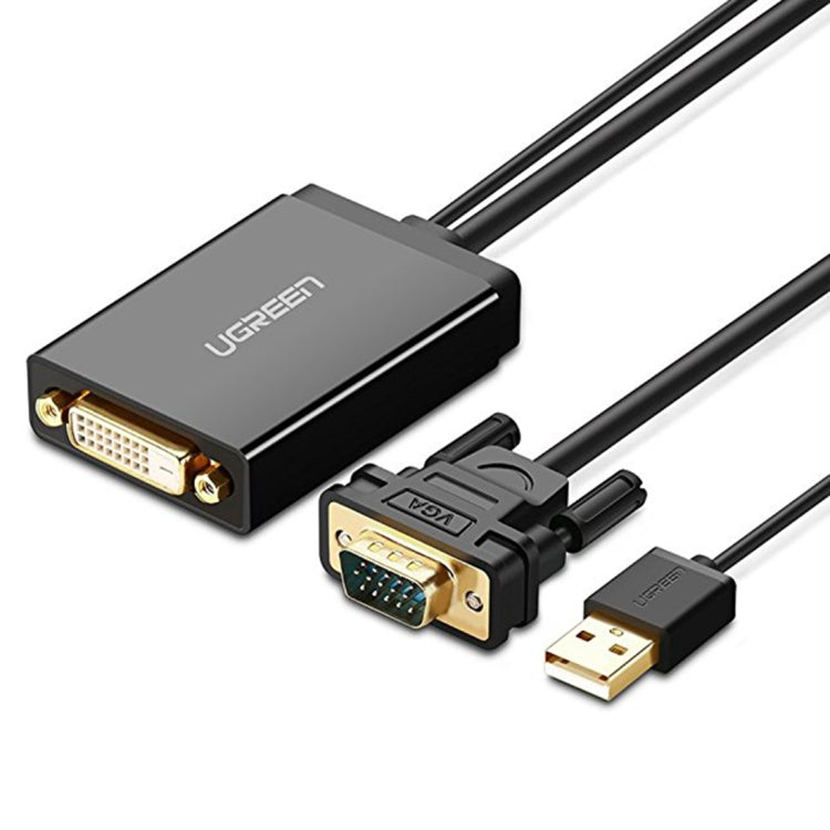 UGREEN MM119 1080P Full HD VGA a DVI (24+1) Cable adaptador macho a hembra para computadora, PC, computadora portátil, HDTV, proyector, tarjeta gráfica DVD y más dispositivos habilitados para VGA / DVI, longitud del cable: 50 cm