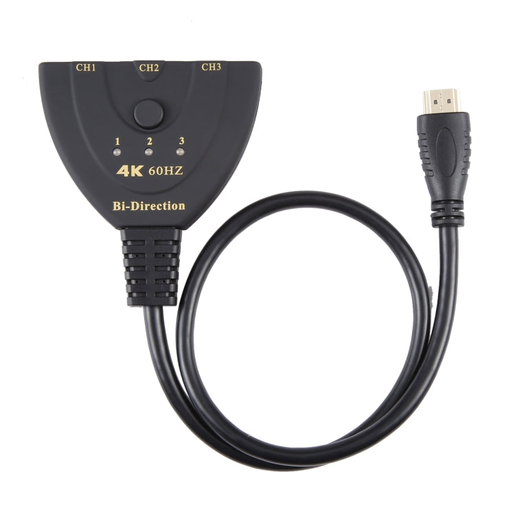 Conmutador bidireccional HDMI 3 x 1 4K 60Hz con cable HDMI flexible, Bi-Direction