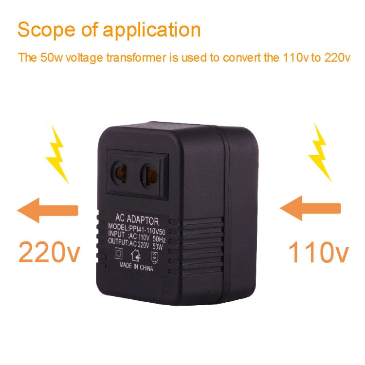Adaptador de toma de corriente alterna de 110V a 220V 50W, enchufe UE/EE. UU. a enchufe estadounidense, 110V to 220V 50W
