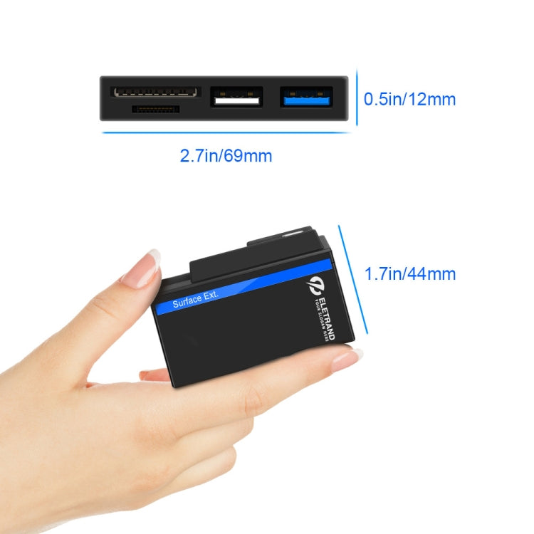 ROCKETEK RT-SGO727 USB 3.0 + USB 2.0 + Hub de interfaz micro USB para Microsoft Surface Go, con 2 ranuras para tarjetas TF y SD, RT-SGO727