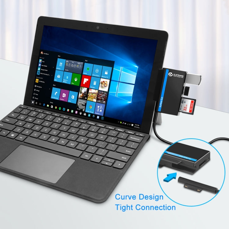 ROCKETEK RT-SGO727 USB 3.0 + USB 2.0 + Hub de interfaz micro USB para Microsoft Surface Go, con 2 ranuras para tarjetas TF y SD, RT-SGO727