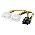 Cable de alimentación de tarjeta gráfica Molex de 8 pines en forma de Y de 18cm a doble Molex de 4 pines, 8 Pin Female to Dual 4 Pin Male