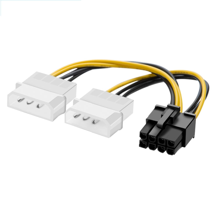 Cable de alimentación de tarjeta gráfica Molex de 8 pines en forma de Y de 18cm a doble Molex de 4 pines, 8 Pin Female to Dual 4 Pin Male