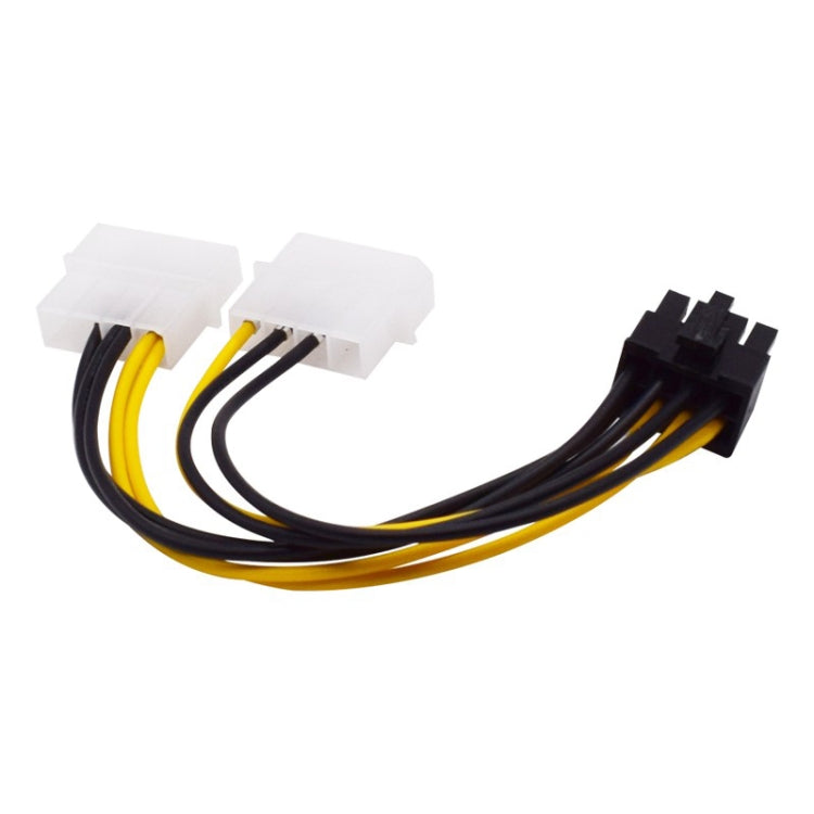 Cable de alimentación de tarjeta gráfica Molex de 8 pines en forma de Y de 18cm a doble Molex de 4 pines, 8 Pin Female to Dual 4 Pin Male