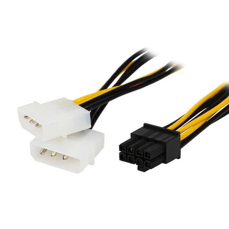 Cable de alimentación de tarjeta gráfica Molex de 8 pines en forma de Y de 18cm a doble Molex de 4 pines, 8 Pin Female to Dual 4 Pin Male