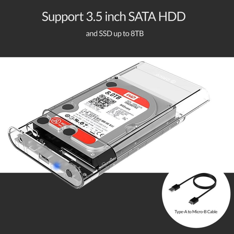 ORICO 3139U3 3,5 pulgadas SATA HDD USB 3,0 Micro B caja de almacenamiento de disco duro externo, USB 3.0 (3.5 inch)