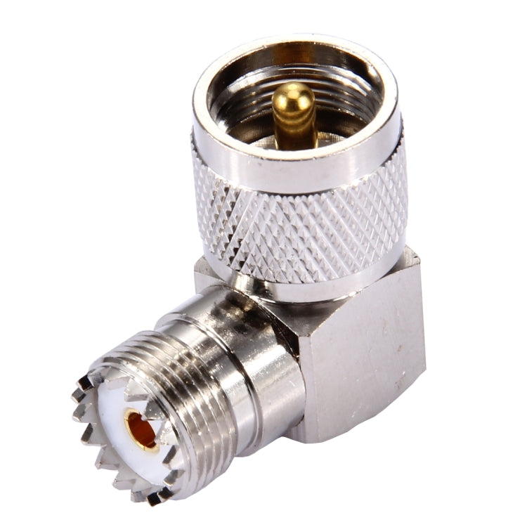 Conector UHF hembra a UHF macho, codo de 90 grados, UHF Female to Male
