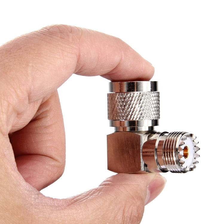 Conector UHF hembra a UHF macho, codo de 90 grados, UHF Female to Male