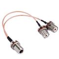 Cable RG316 de 20cm N Hembra con Anillo Impermeable a 2 x UHF Hembra con Anillo Impermeable, 20cm N Female to 2xUHF Female